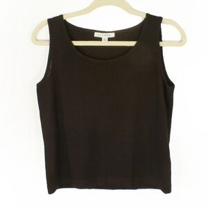 St. John Dark Chestnut Dark Brown Wool Knit Scoop Neck Sleeveless Tank Top